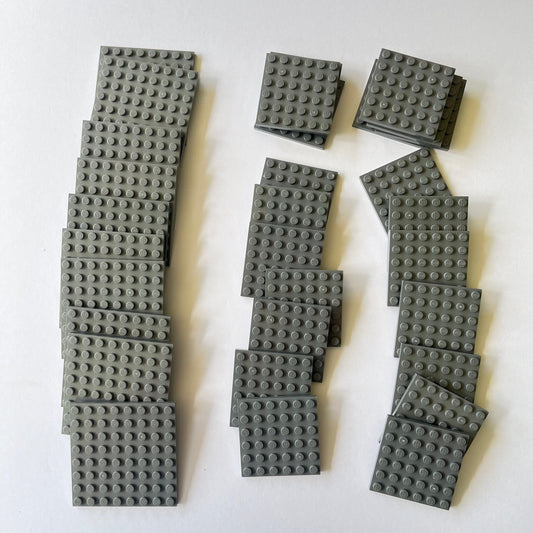 LEGO 6x8 and 6x6 Plates, Dark Bluish Grey, 31 Pieces,