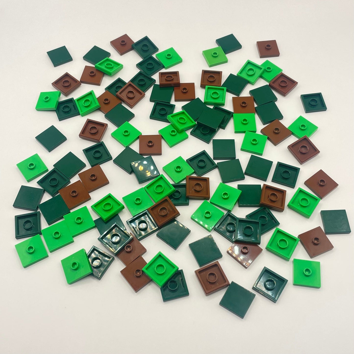 LEGO 2x2 Tile or Jumper, Nature colours, 100 Pieces