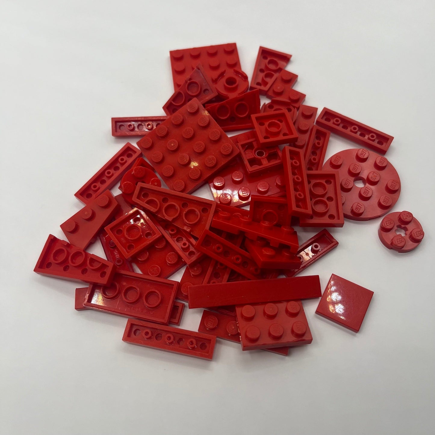 LEGO Red Plates Mixed Bag. Approx. 35g