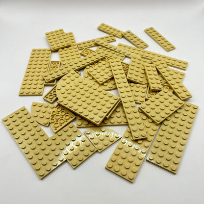 LEGO Tan, Mixed Plates, Approx. 115g