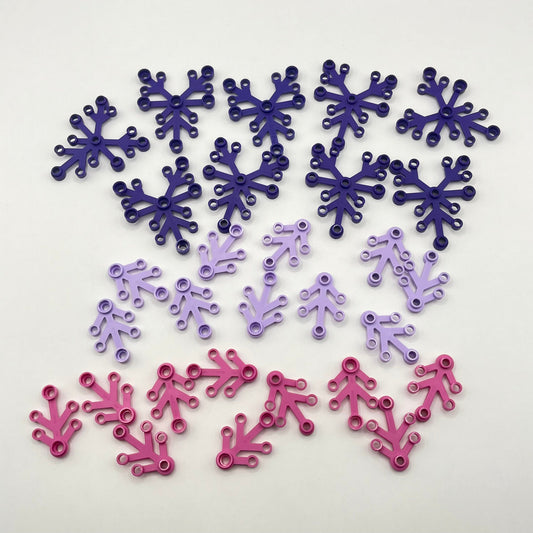 LEGO Plant Leaves, 10 Pieces at 6x5 and 20 Pieces at 4x3, Pink and Purple