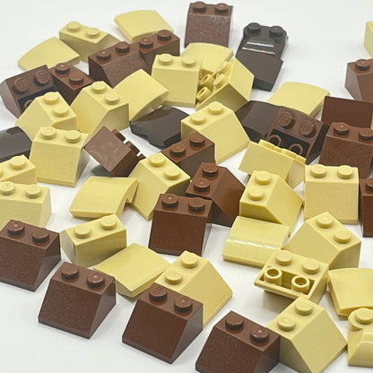 LEGO 2x2 Slopes, Mixed Brown, Approx. 70 Pieces