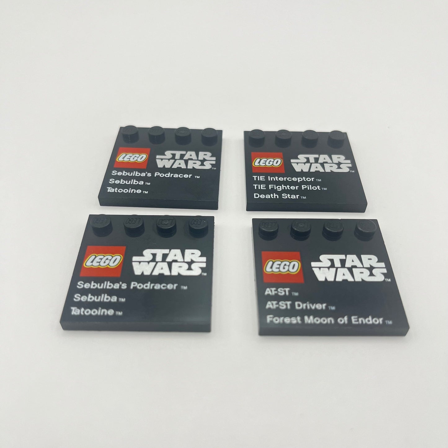 LEGO 4x4 Plate Star Wars Labels, Black, 4 Pieces