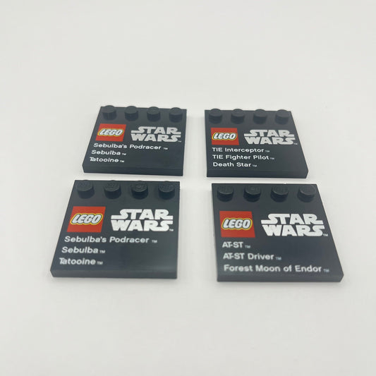 LEGO 4x4 Plate Star Wars Labels, Black, 4 Pieces