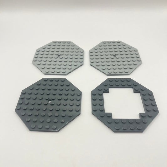 LEGO 8x8 Octagon Plate, Mixed Grey, 4 Pieces