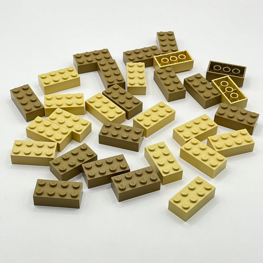 LEGO 2 x 4 Bricks, Mixed Tan, 30 Pieces