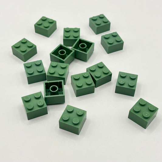 LEGO 2 x 2 Bricks, Sand Green, 15 Pieces