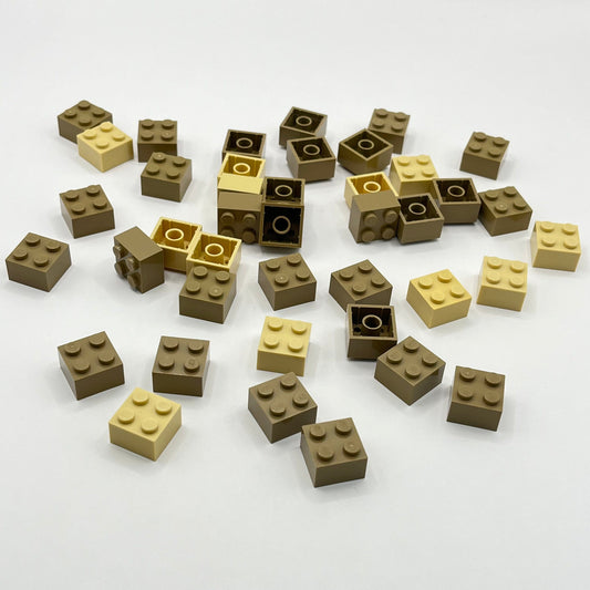 LEGO 2 x 2 Bricks, Mixed Tans, 40 Pieces