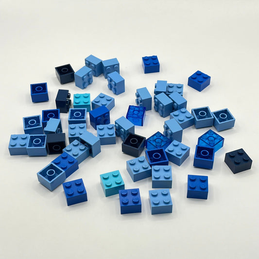 LEGO 2 x 2 Bricks, Mixed Blue, 50 Pieces