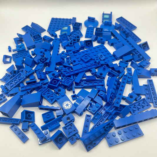 LEGO Blue, Mixed Bricks, Plates, Slopes, SNOT Mixed Bag, Approx. 175g