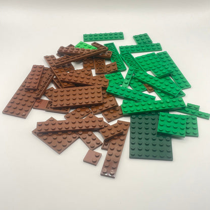 LEGO Plates & Tiles, Browns and Greens, Nature, Approx. 90g