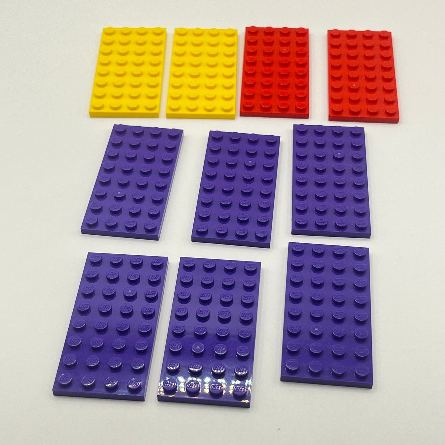 LEGO 4x8 Plates, Red, Yellow, Purple, 10 Pieces, Habitat