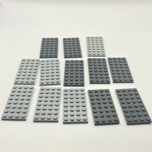 LEGO 4x8 Plates, Mixed Grey, 13 Pieces, Habitat