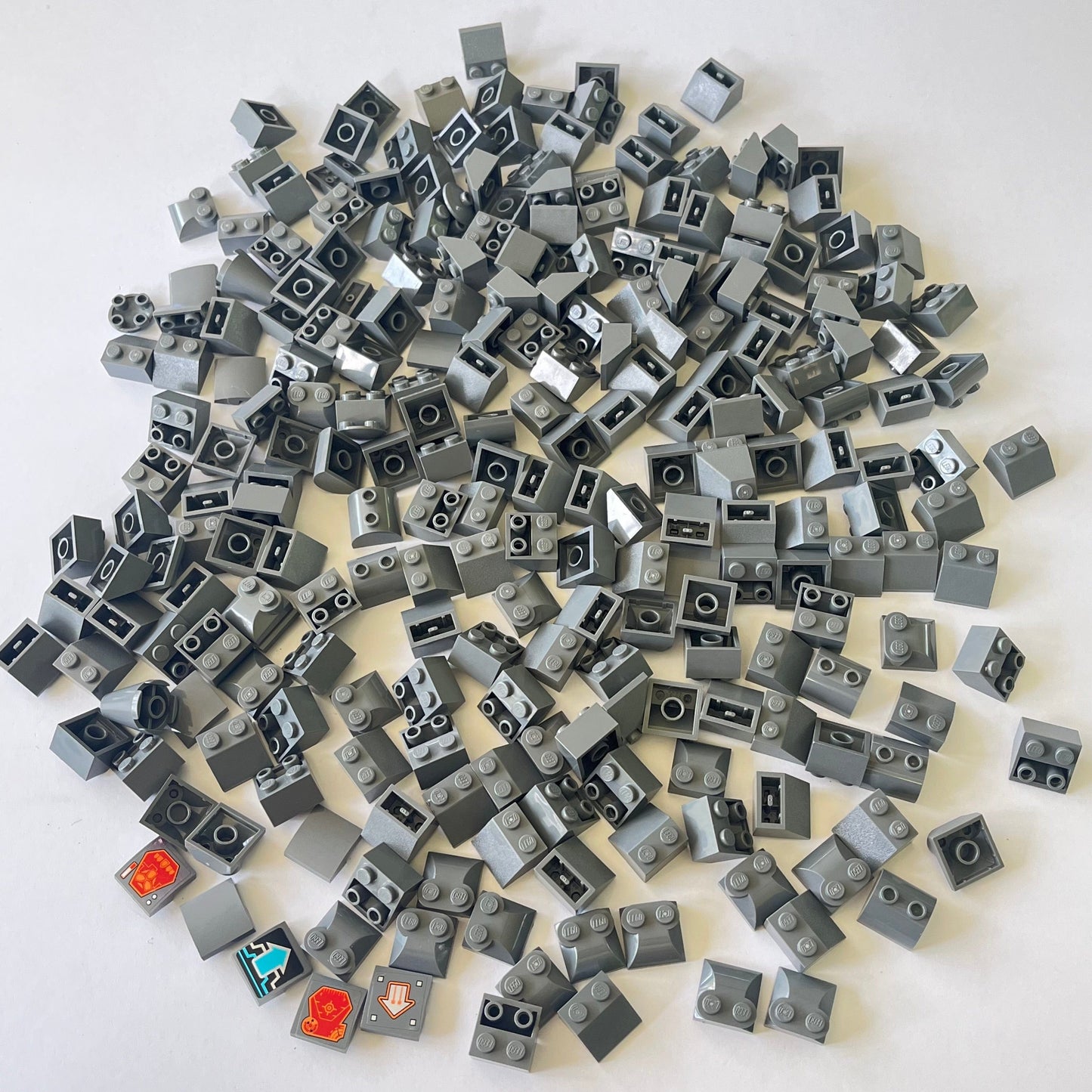 LEGO 2x2 Slopes, Mixed Grey, Approx. 250g