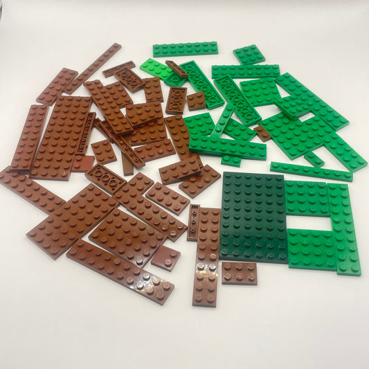 LEGO Plates & Tiles, Browns and Greens, Nature, Approx. 90g