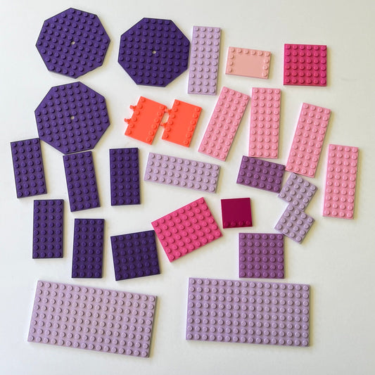 LEGO Mixed Plates, Mixed Pinks and Purples, Approx. 160g