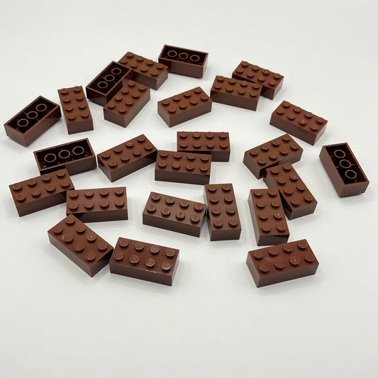 LEGO 2 x 4 Bricks, Reddish Brown, 25 Pieces