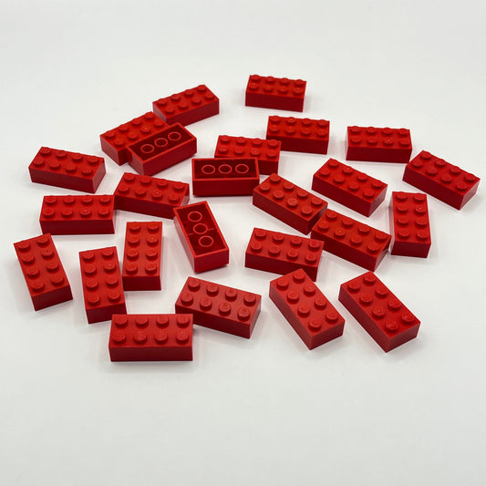 LEGO 2 x 4 Bricks, Red, 25 Pieces,