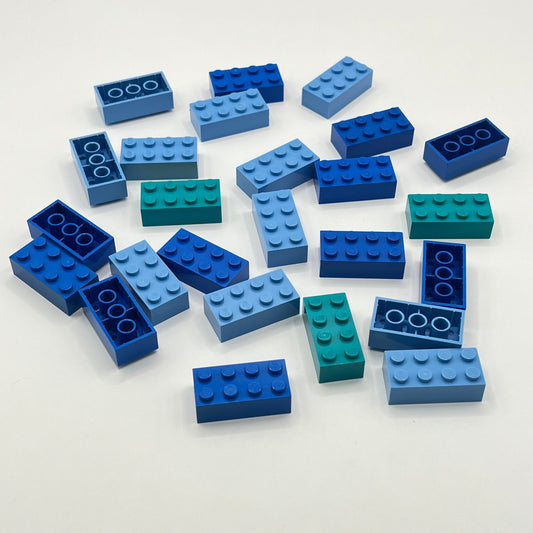 LEGO 2 x 4 Bricks, Mixed Blues, 25 Pieces