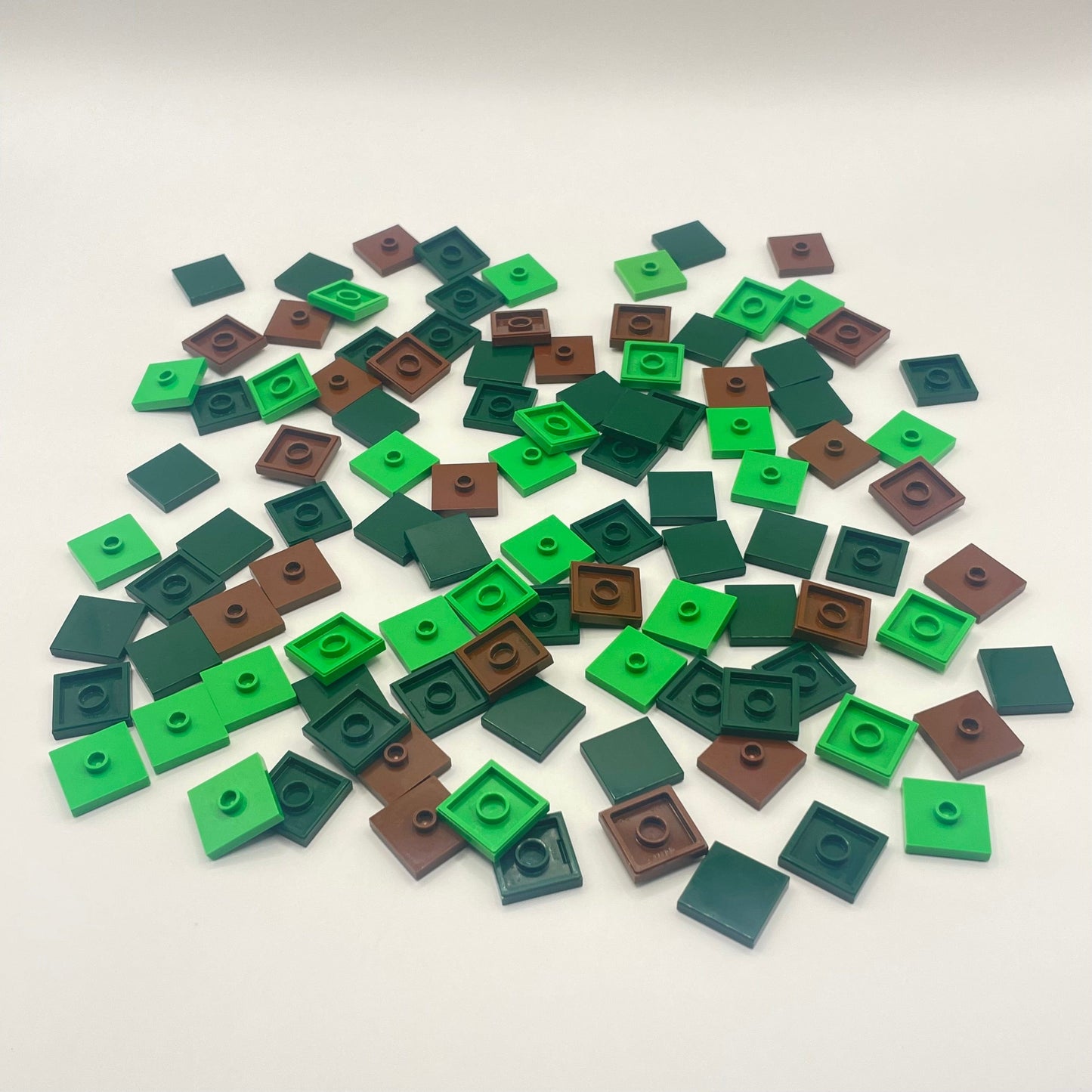 LEGO 2x2 Tile or Jumper, Nature colours, 100 Pieces