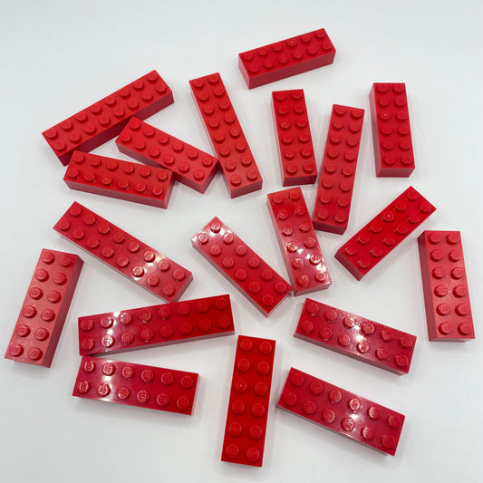 LEGO 2x Long Bricks, Red, Approx. 70g