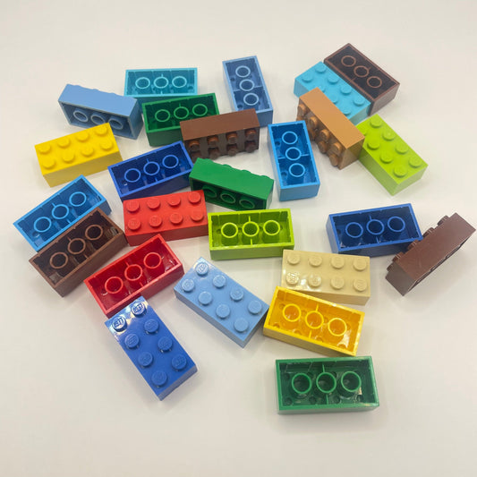 LEGO 2 x 4 Bricks, Mixed Colours, 25 Pieces, with Blue and Brown