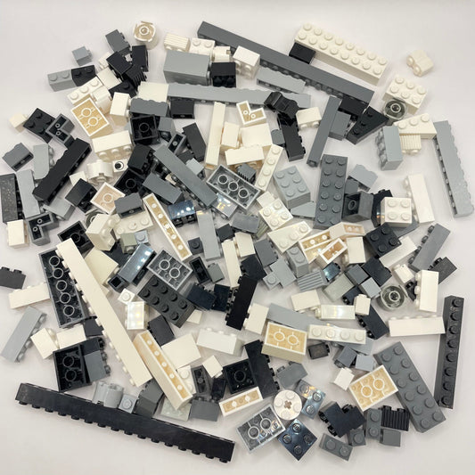 LEGO Bricks, Black, White, Greys, Approx. 260g