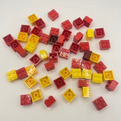 LEGO 2 x 2 Bricks, Red and Yellow, 55 Pieces