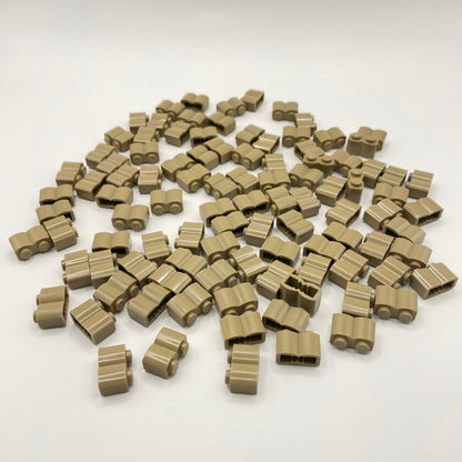 LEGO Dark Tan 1 x 2 Brick, Log Profile, Building, 100 Pieces (30136)