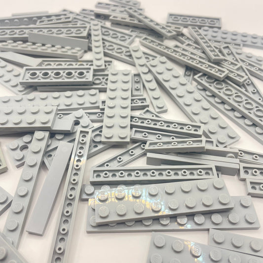 LEGO Plates and Tiles, Light Bluish Grey, Medium/Long, Approx. 110g