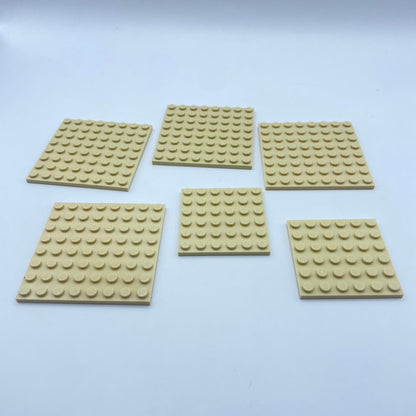 LEGO Plates, Square, Tan, 6 Pieces