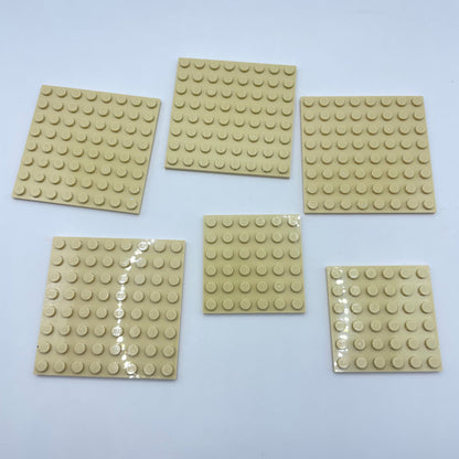 LEGO Plates, Square, Tan, 6 Pieces