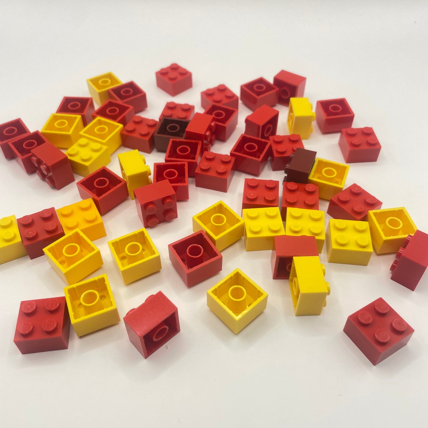 LEGO 2 x 2 Bricks, Red and Yellow, 55 Pieces