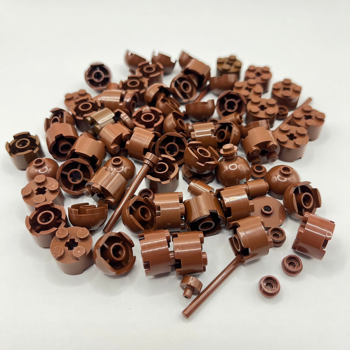 LEGO Reddish Brown, Round Mixed Pieces, Approx. 65g