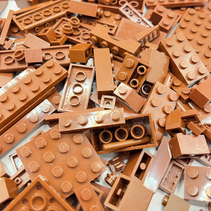 LEGO Reddish Brown, Mixed Bricks, Plates, Tiles, Approx. 200g