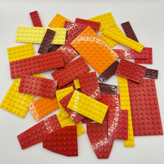 LEGO Red, Orange, Yellow, Plates, Approx. 150g