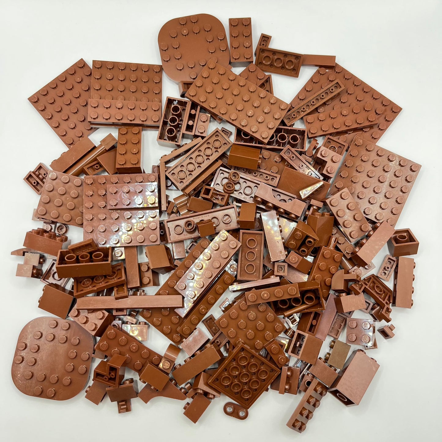 LEGO Reddish Brown, Mixed Bricks, Plates, Tiles, Approx. 200g