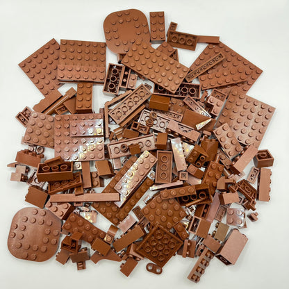 LEGO Reddish Brown, Mixed Bricks, Plates, Tiles, Approx. 200g