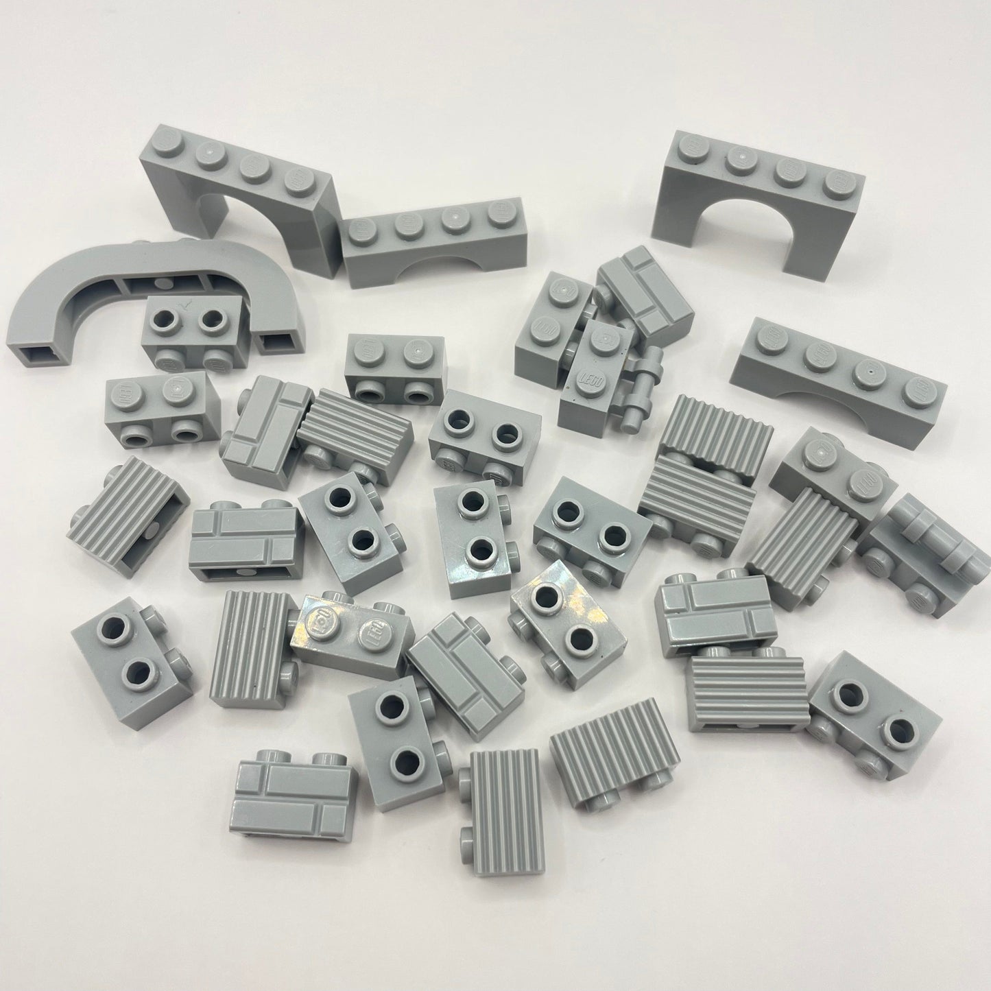 LEGO Building Pieces, SNOT, Light Bluish Grey, 35 Pieces, Masonry, Architecture, Castle