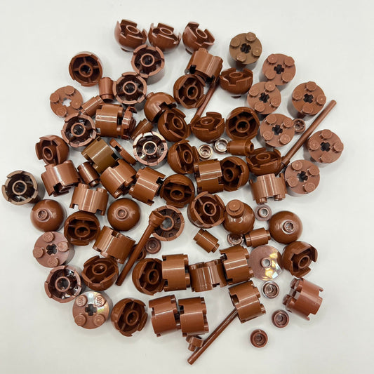 LEGO Reddish Brown, Round Mixed Pieces, Approx. 65g