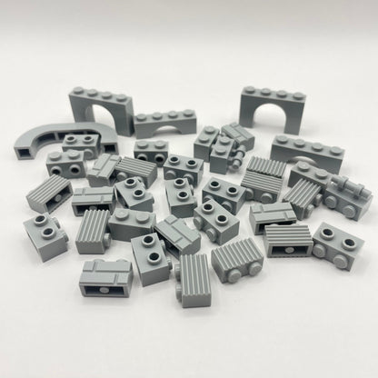 LEGO Building Pieces, SNOT, Light Bluish Grey, 35 Pieces, Masonry, Architecture, Castle