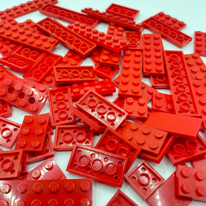 LEGO 2x Plates and Tiles, Red, Approx. 100g