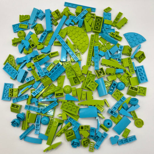 LEGO Lime and Medium Azure, Mixed Bricks, Approx. 160g