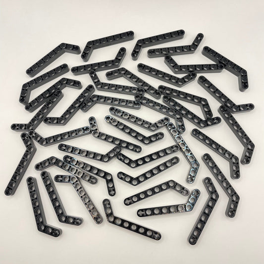 LEGO Black Technic Liftarm, Modified Bent Thick 1 x 9 (7 - 3) 20 Pieces (32271)