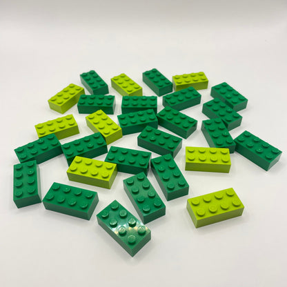 LEGO 2 x 4 Bricks, Mixed Greens, 28 Pieces