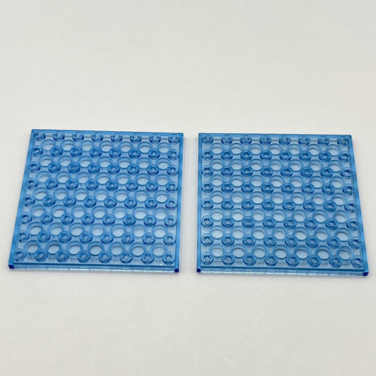 LEGO Transparent Medium Blue, 8 x 8 Plates, 2 Pieces