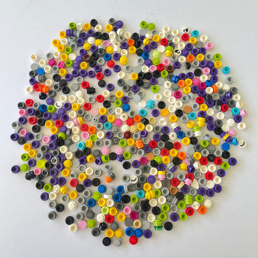 LEGO 1x1 Round Tiles, Mixed Colours, Approx 65g