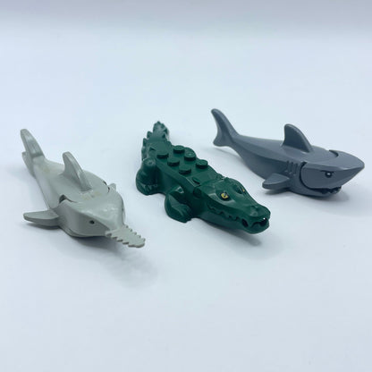 LEGO Large Water Animals, Grey and Green, Sharks and Crocodile, 3 Pieces