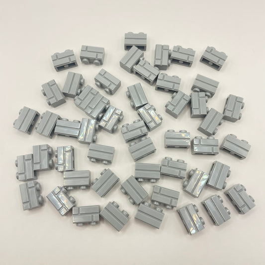 LEGO Light Bluish Grey 1 x 2 Brick, Masonry, Castle, Building, 50 Pieces (98283)