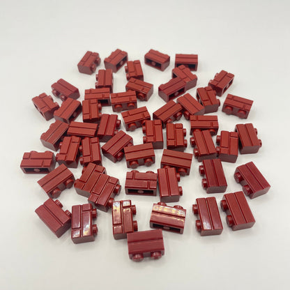 LEGO Dark Red 1 x 2 Brick, Masonry, Castle, Building, 50 Pieces (98283)